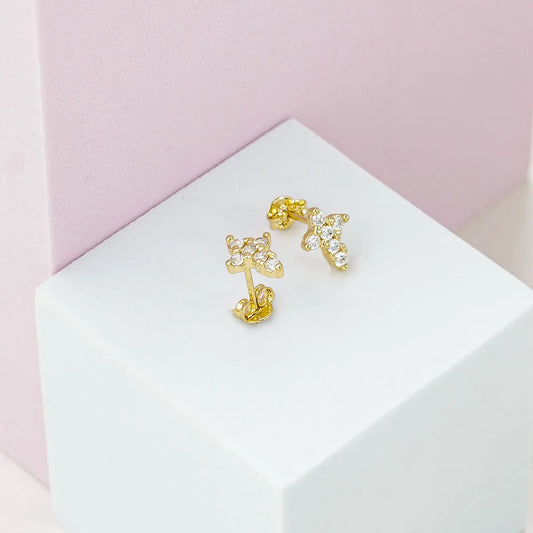 Topos Cruz 6 Circonias Oro Laminado