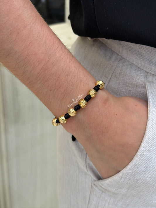 Pulsera 6 Balines #8 Diamantados en Oro Laminado