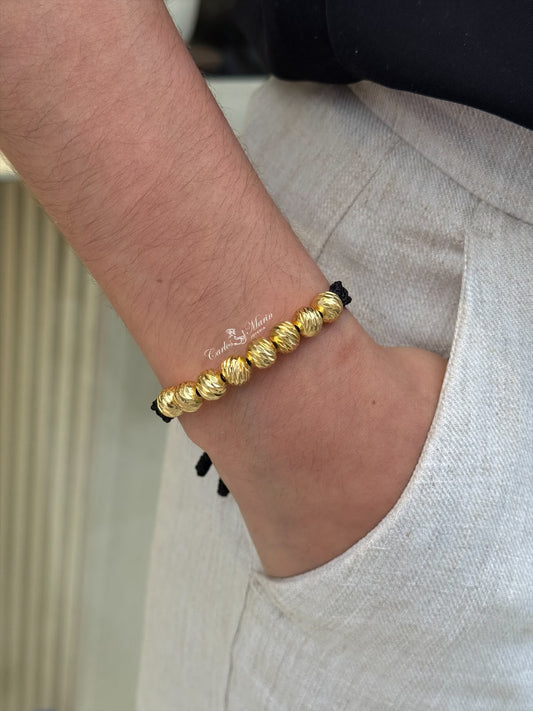 Pulsera 8 Balines #8 Diamantados en Oro Laminado