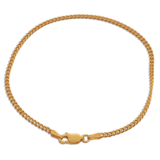 Pulsera Cubana IT 2 mm 19 cm en oro laminado elegante
