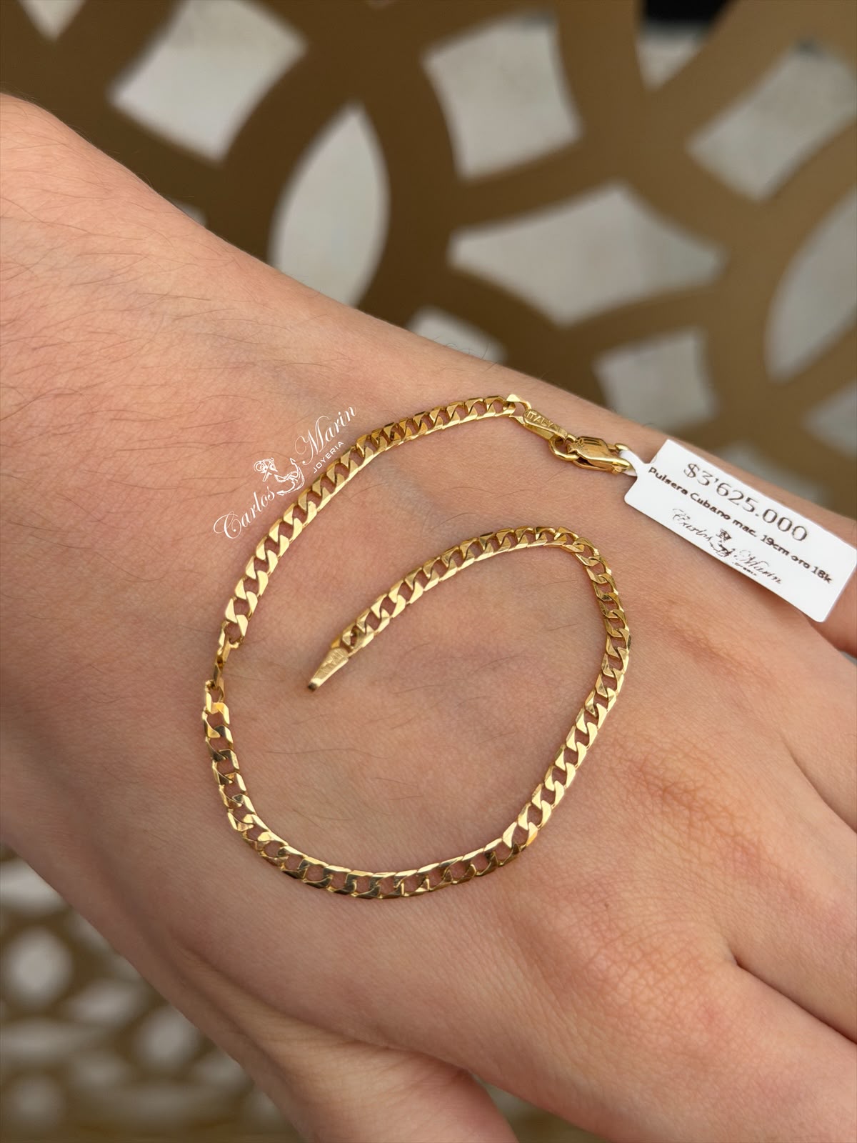 Pulsera Cubana Maciza 19 cm en Oro 18K Italiano