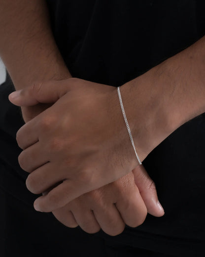 Pulsera Cubana 1,9 mm 19,5 cm en Plata