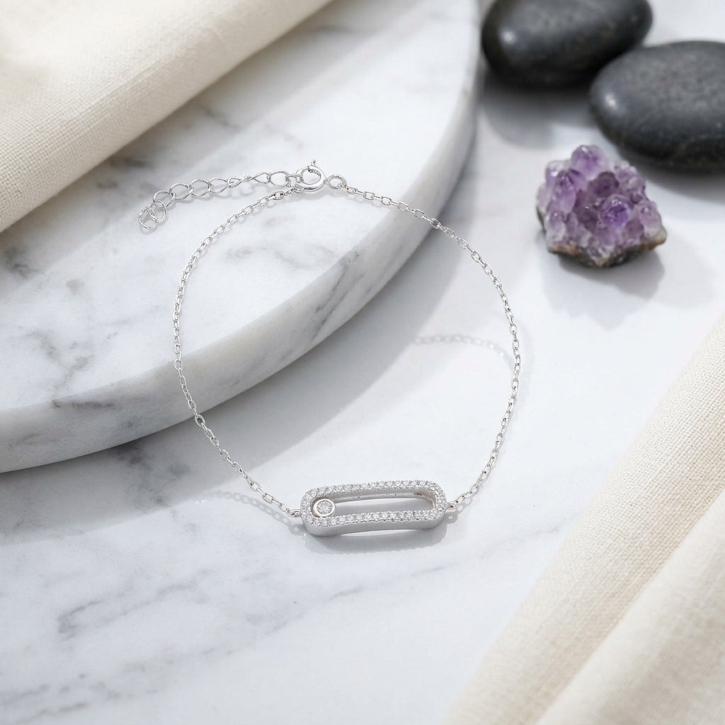 Pulsera MSK – 24 mm, 17 cm + Extensión en Plata