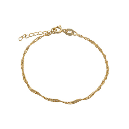 Pulsera Singapur 16 cm 1.5 mm + extensión en oro laminado elegante
