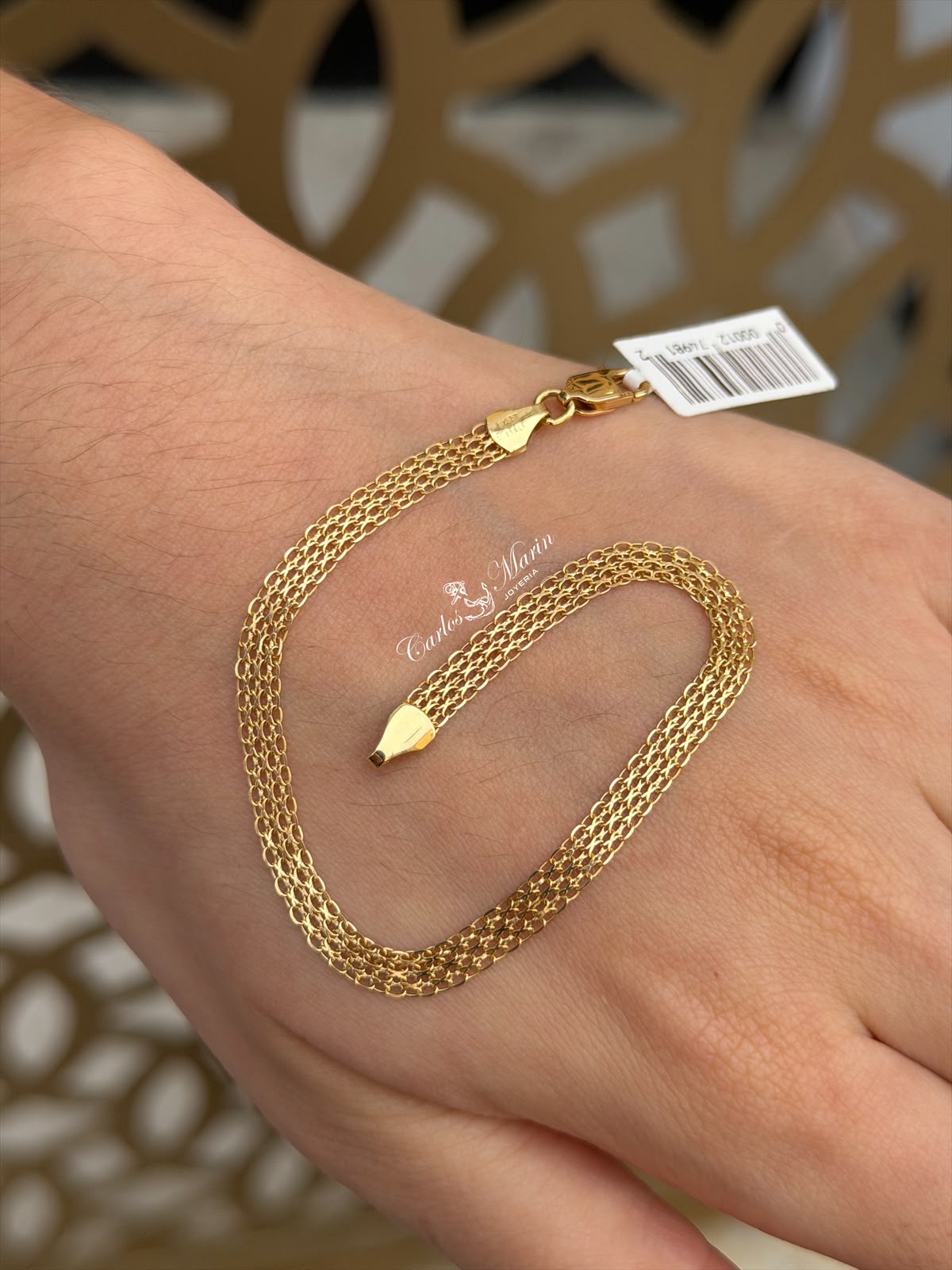 Pulsera Tejido Chino 4 Carriles 21,5 cm en Oro 18K
