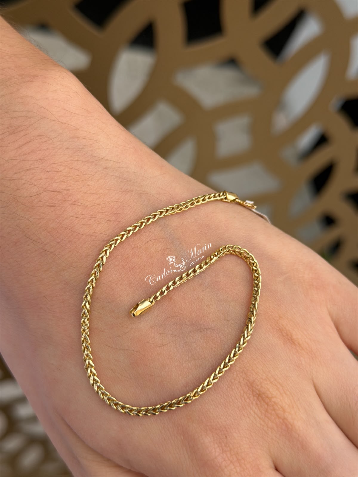 Pulsera Tejido Franco 20 cm en Oro 18K