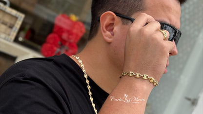 Pulsera Tejido Guuci 6.5 mm de 20 cm en Oro 18K
