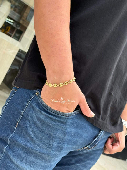 Pulsera Tejido Guuci 6.5 mm de 20 cm en Oro 18K