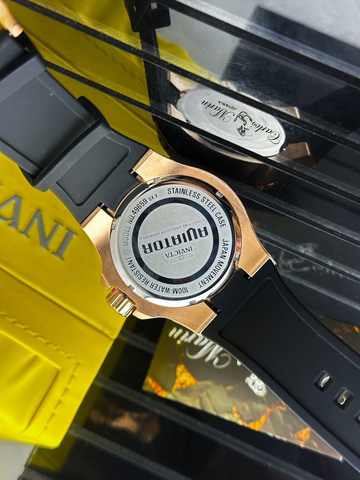 Reloj para Hombre INVICTA Aviator – Oro Rosa con Tablero Negro - 49650