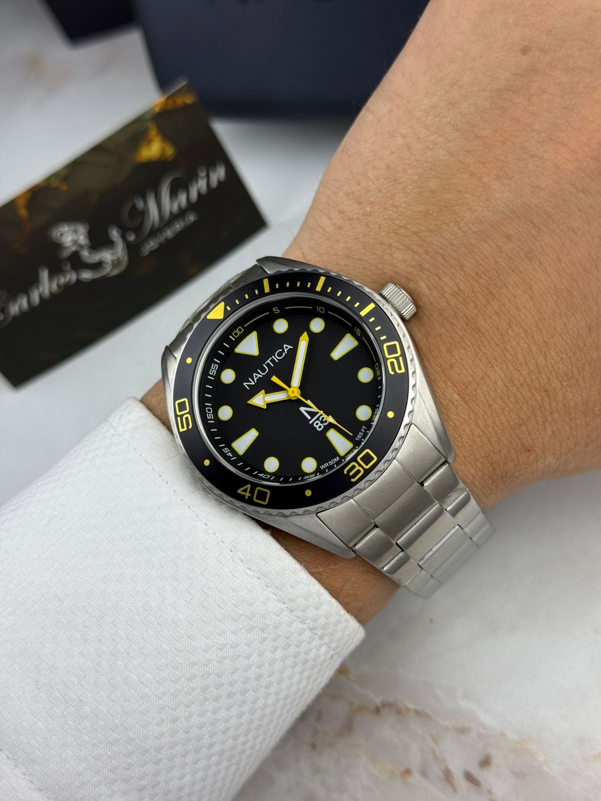 Reloj Náutica para Hombre Finn World Negro y Plateado NAPFWS223