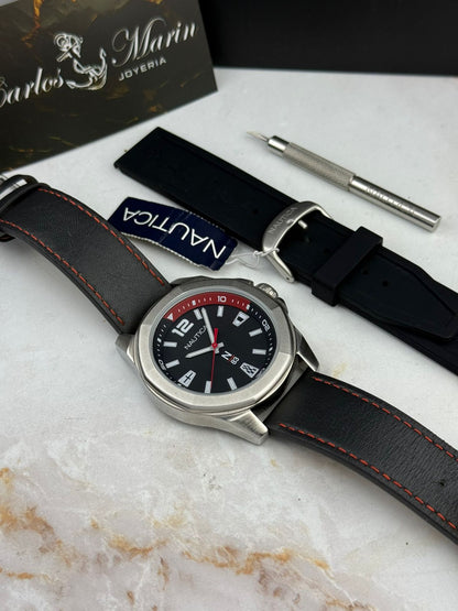 Reloj Náutica para Hombre Azul y Plateado Doble Pulso NAPTBF105 ⌚