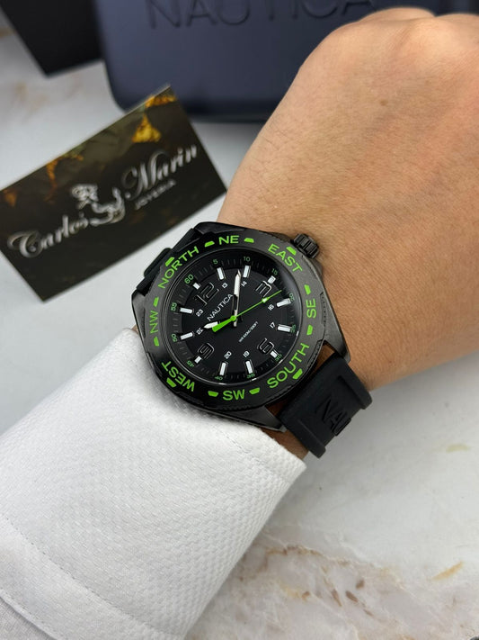 Reloj nautica original negro bisel verde cardinal NAPCWS303