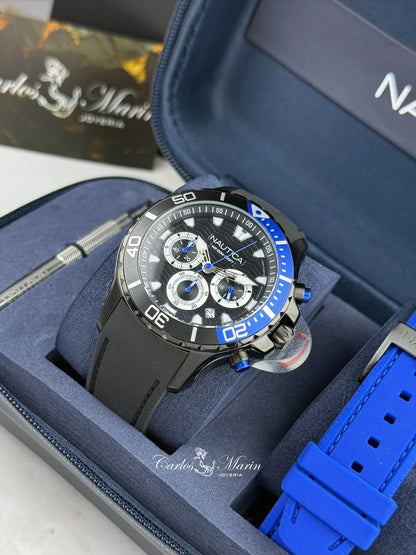 Reloj Náutica hombre cronografo azul doble pulso NAPNSS506