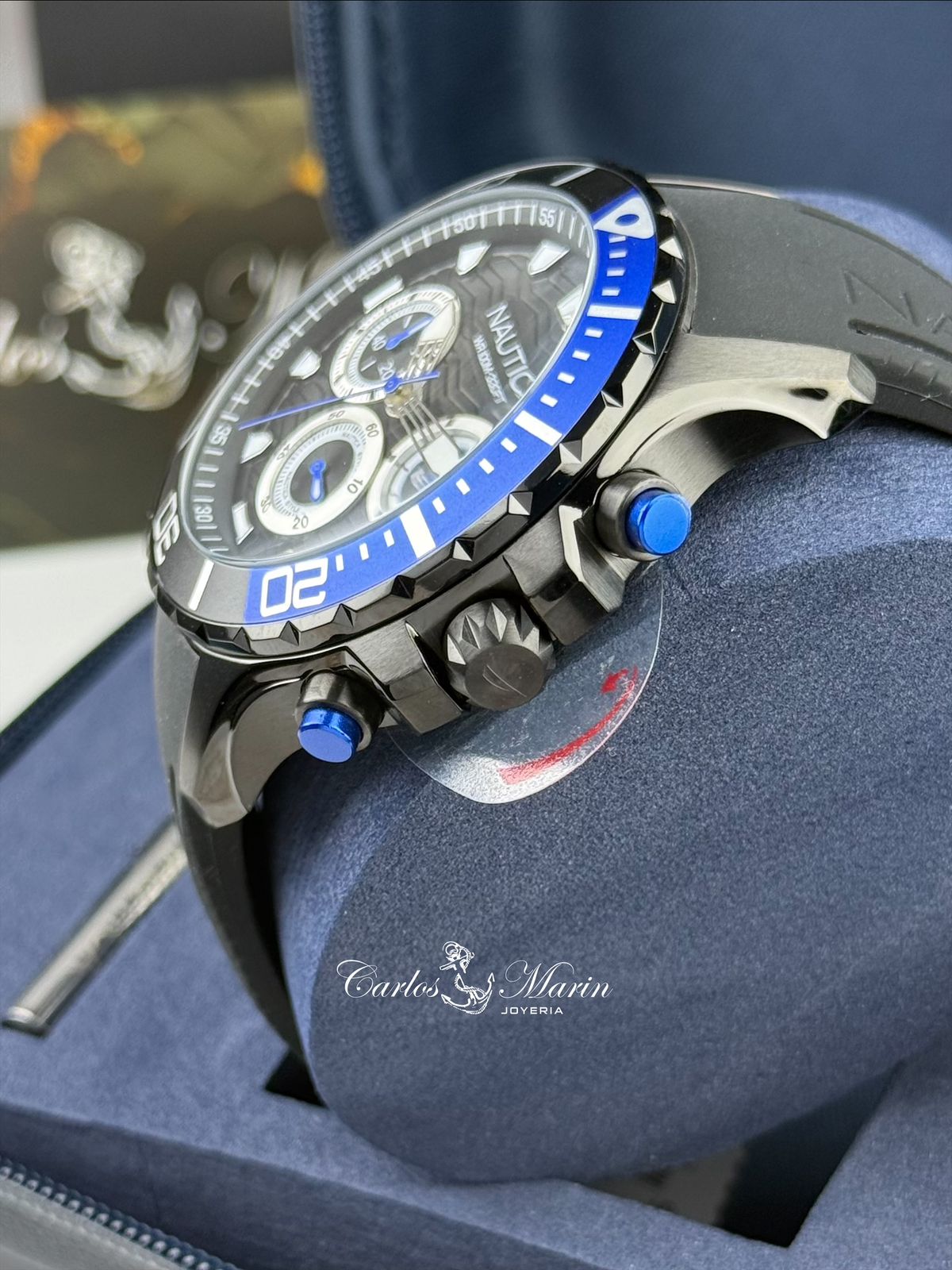 Reloj Náutica hombre cronografo azul doble pulso NAPNSS506