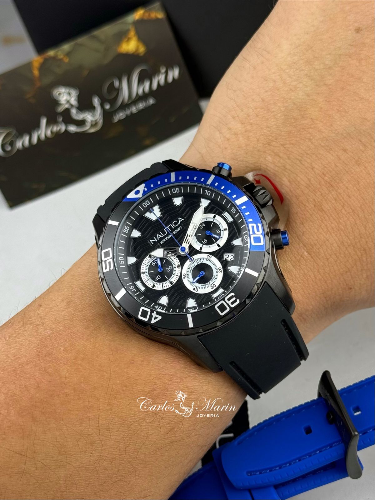 Reloj Náutica hombre cronografo azul doble pulso NAPNSS506