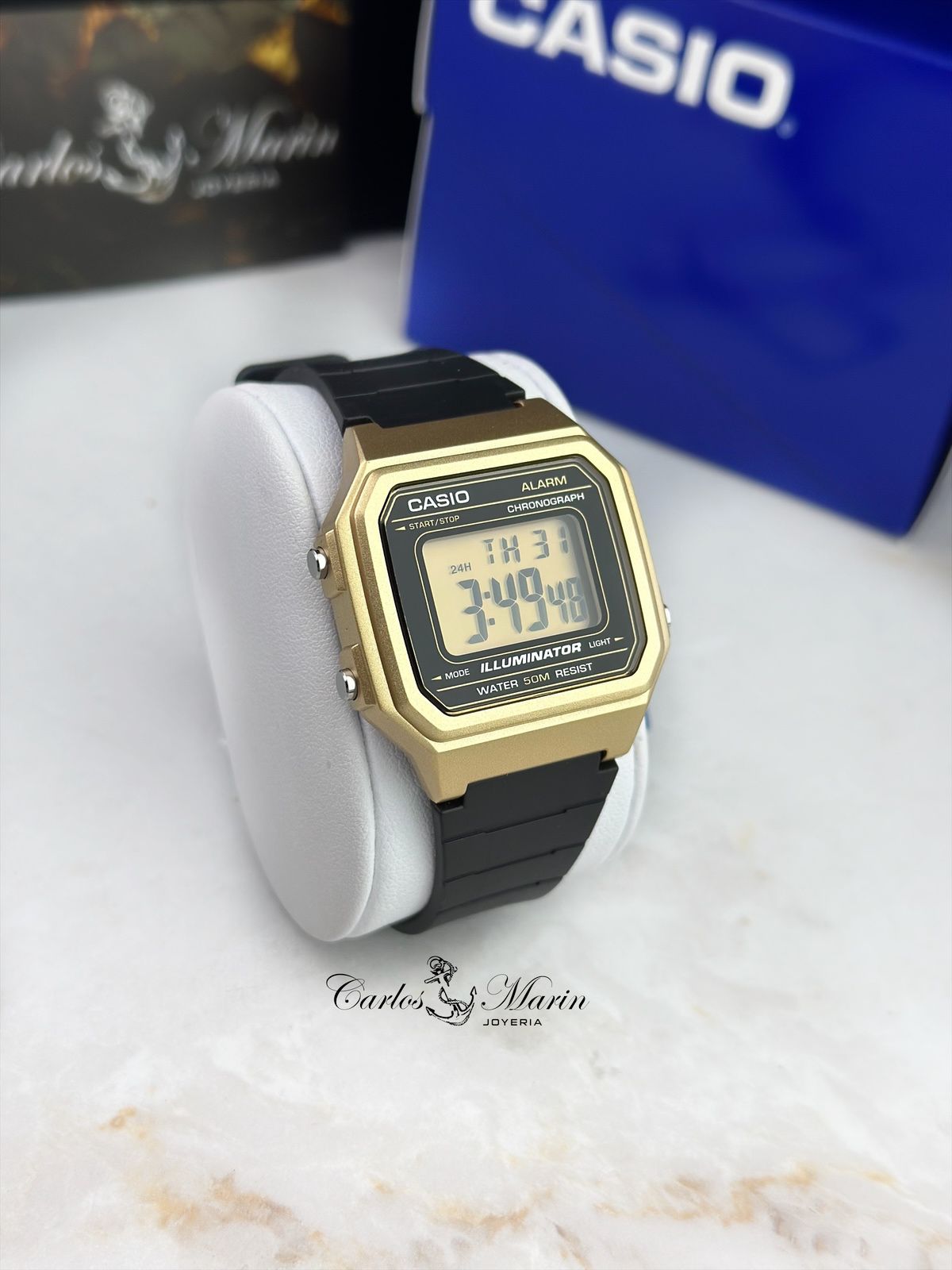 Reloj Casio Digital Illuminator Dorado Negro W-217HM-9AVDF