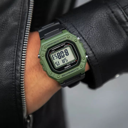 Reloj Casio Digital Illuminator Verde Negro Ref. W-218H-3AVDF