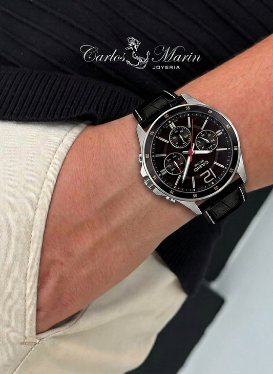 Reloj Casio Hombre Clásico Crono Negro Ref. MTP-1374L-1AVDF