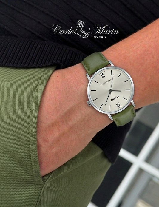 Reloj Casio Hombre Clásico Pulso Verde Ref. MTP-VT01L-3BUDF