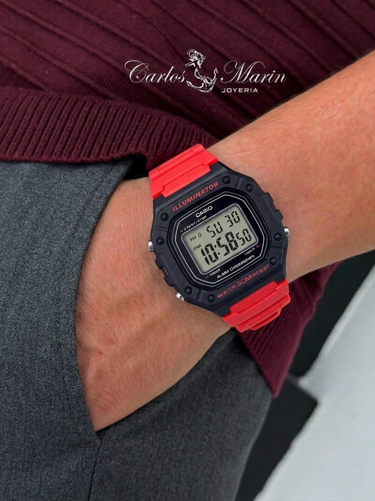 Reloj Casio Hombre Digital Illuminator Rojo Ref. W-218H-4BVDF