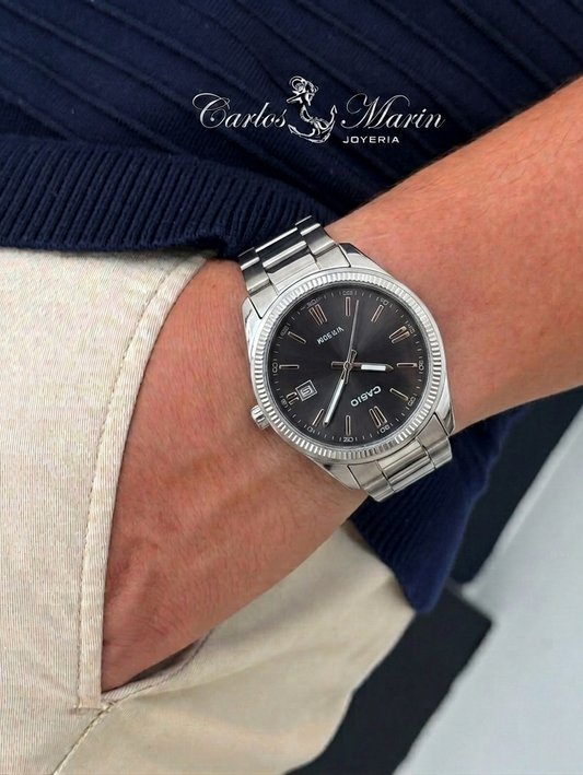 Reloj Casio Hombre Negro Plateado Ref. MTP-1302D-1AVDVDF