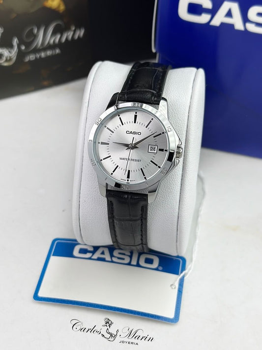 Reloj Casio hombre clásico negro plateado MTP-V004L-7AUDF
