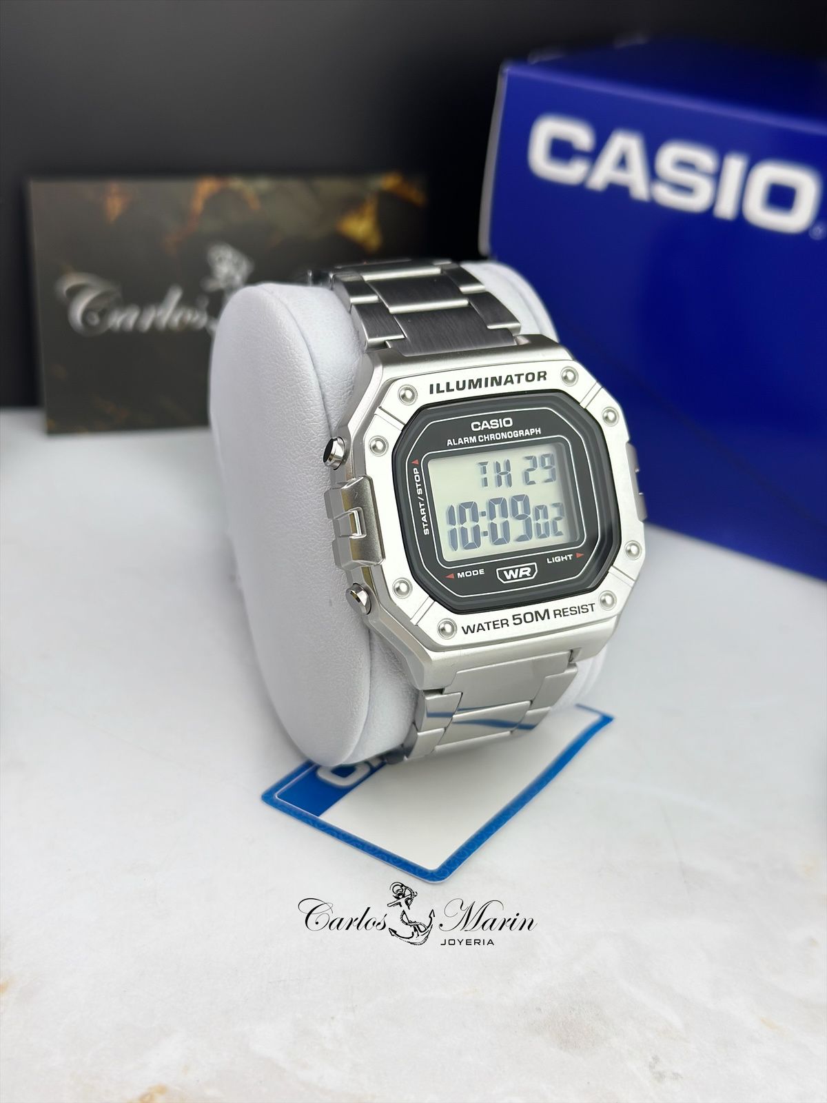 Reloj Casio Hombre Digital Clásico Plateado W-128HD