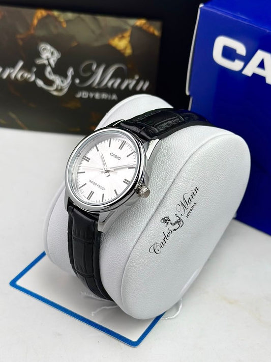 Reloj Casio mujer plateado pulso cuero negro LTP-V005L-7AUDF