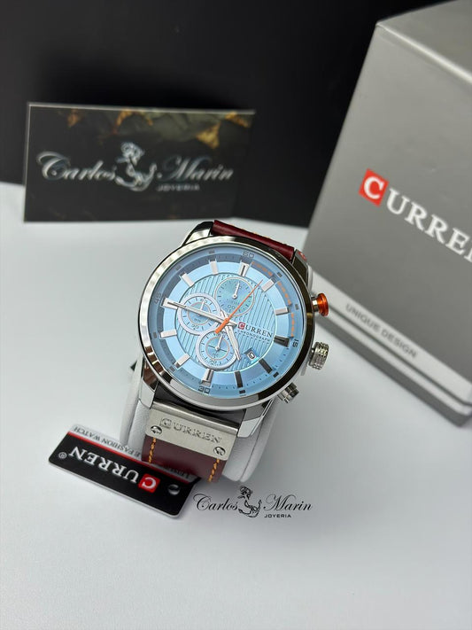 Reloj Curren 8291 Café Fondo Celeste