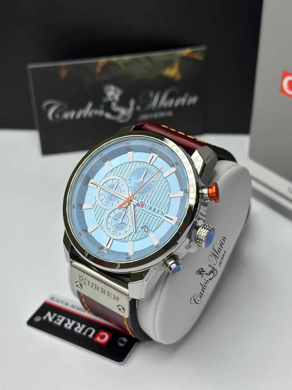 Reloj Curren 8291 Café Fondo Celeste