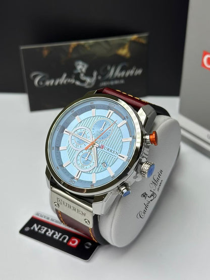 Reloj Curren 8291 Café Fondo Celeste