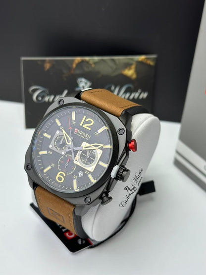 Reloj Curren Hombre pulso en cuero marrón 8398