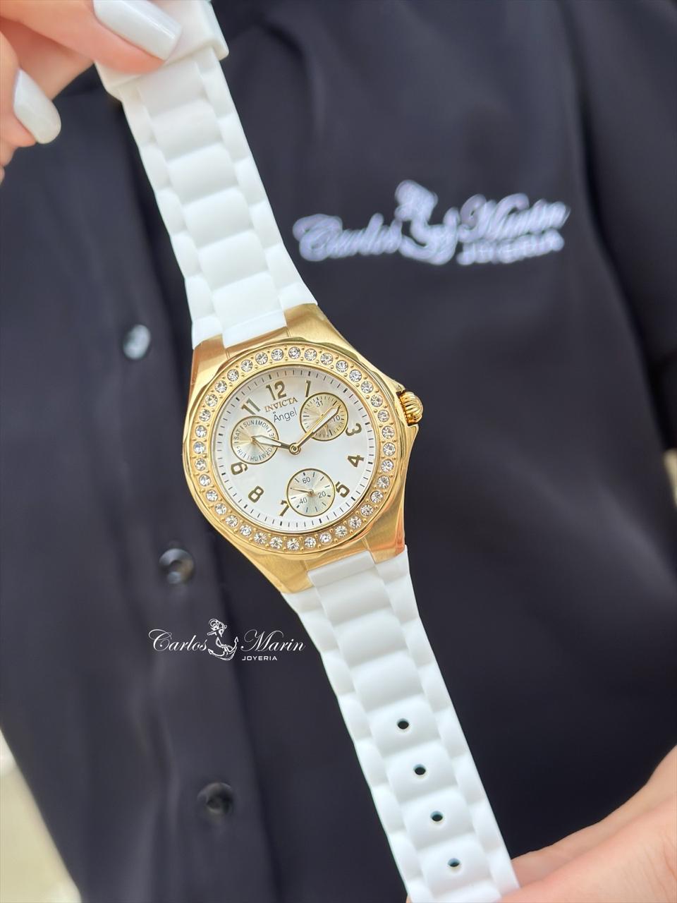 Reloj Deportivo para Mujer Invicta Angel 1644 Dorado Blanco