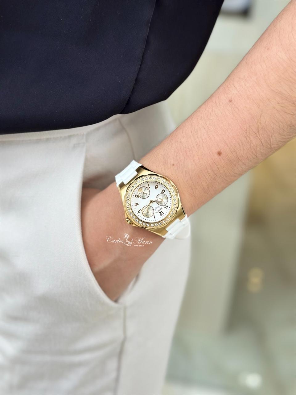 Reloj Deportivo para Mujer Invicta Angel 1644 Dorado Blanco