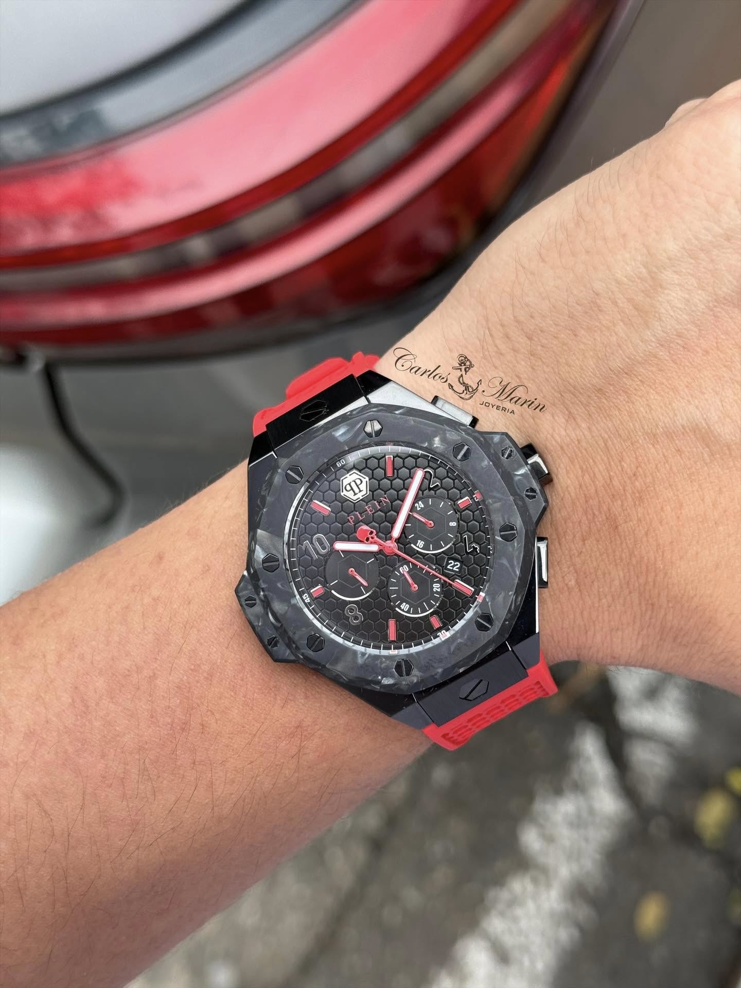 Reloj Hombre Philipp Plein Chrono Royal negro rojo PWPRA0724 elegante