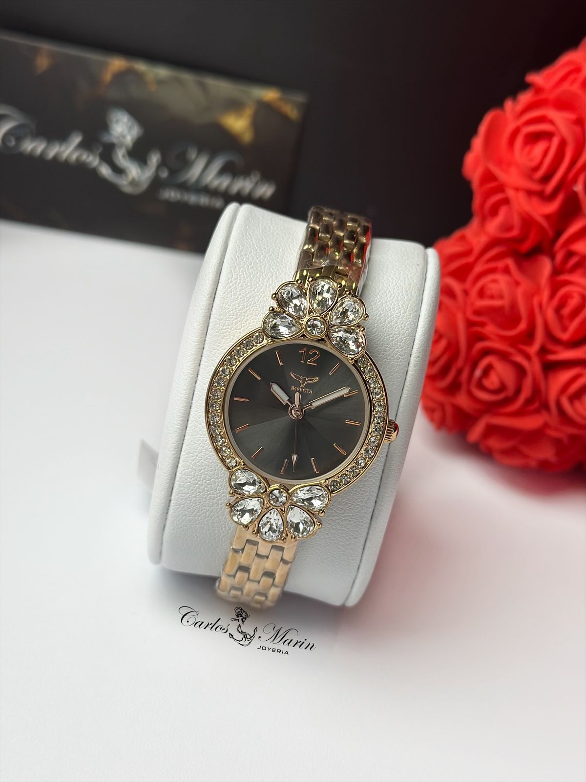 Reloj Invicta Mujer Wildflower Negro Oro Rosa 69110