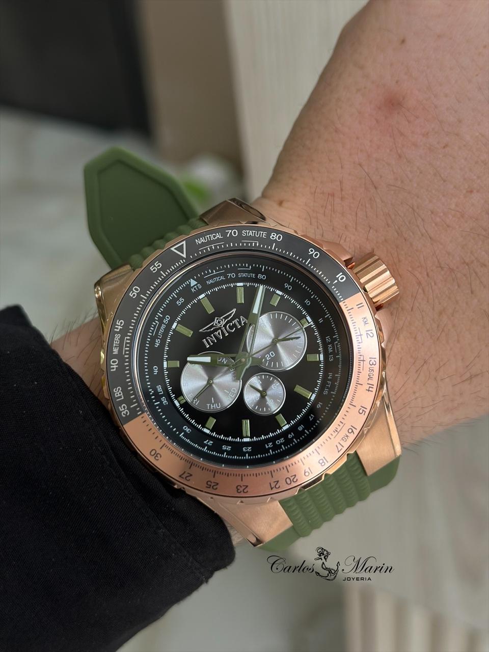 Reloj Invicta hombre Aviator verde 39311 deportivo