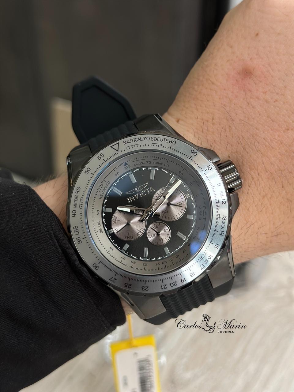 Reloj Invicta hombre deportivo Aviator negro 39271