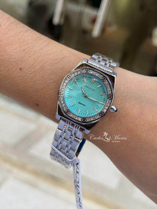 Reloj Invicta mujer Wildflower 69376 verde plateado elegante