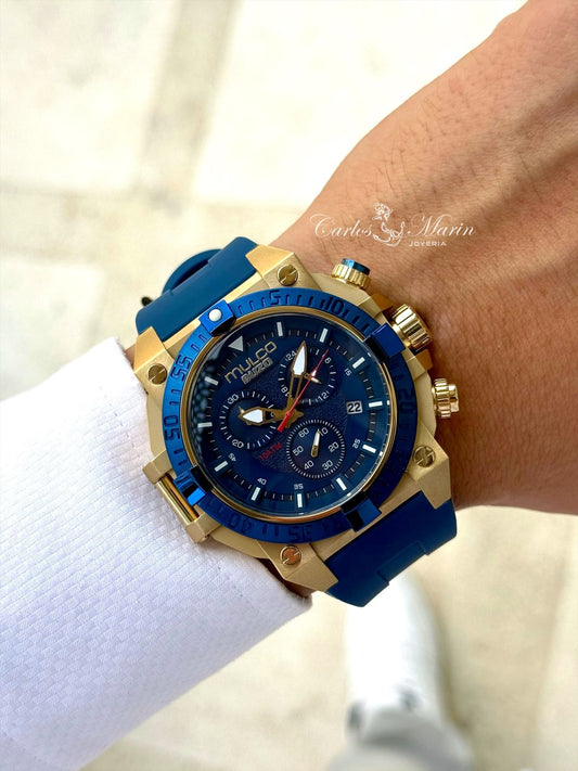 Reloj Mulco hombre Buzo dorado azul MW300006