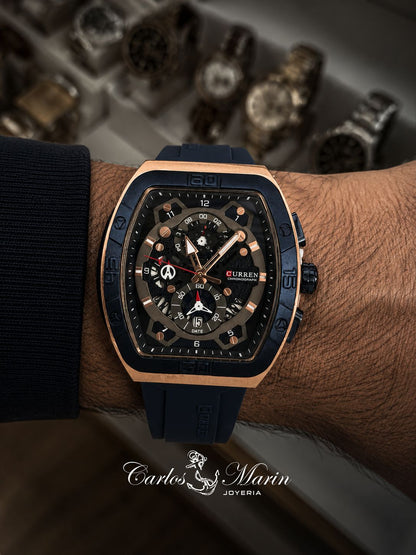 🕒 Reloj Para Hombre Curren 8443 Negro Oro Rosa