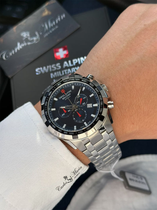 Reloj Swiss Alpine Military para Hombre Chronograph Negro 7043.9137SAM