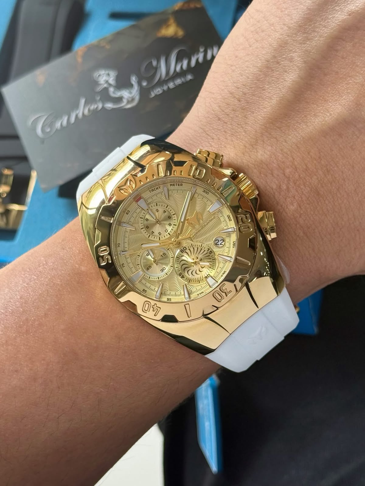 Reloj Technomarine Hombre Cruise Dorado con 3 Pulsos TM-124004