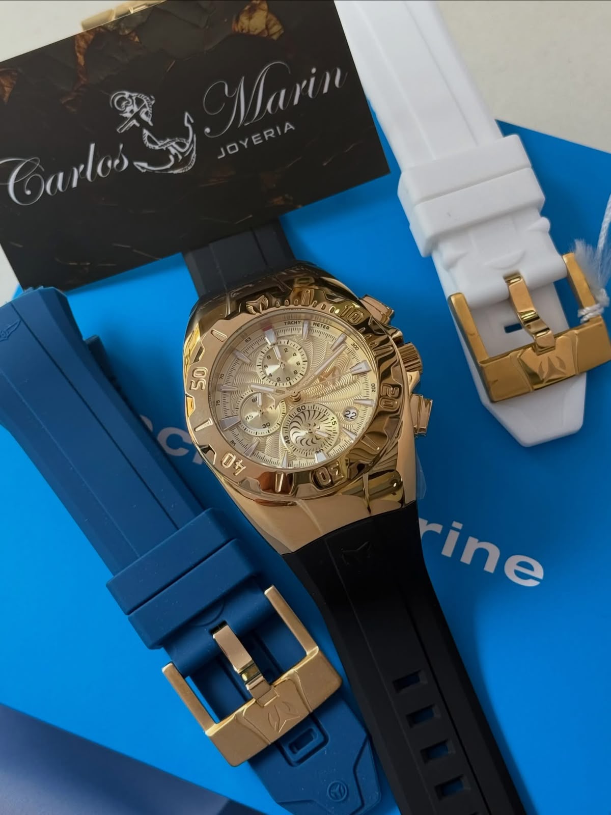 Reloj Technomarine Hombre Cruise Dorado con 3 Pulsos TM-124004