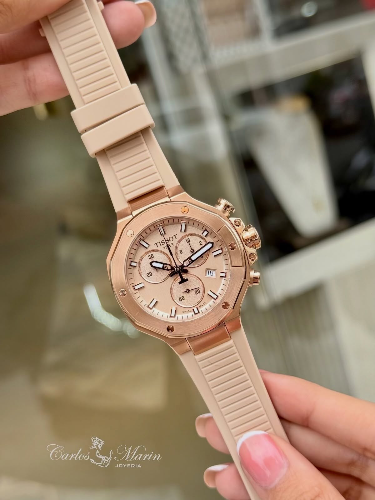 Reloj Tissot Mujer T-Race Oro Rosa con Pulso Nude T141.817.37.501.00