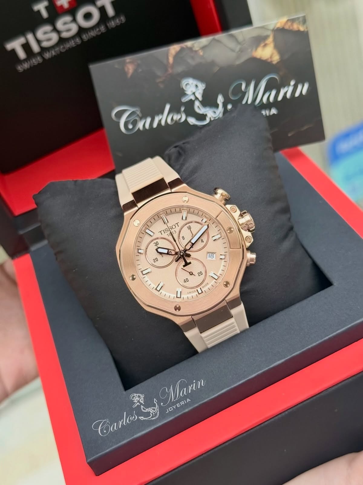 Reloj Tissot Mujer T-Race Oro Rosa con Pulso Nude T141.817.37.501.00
