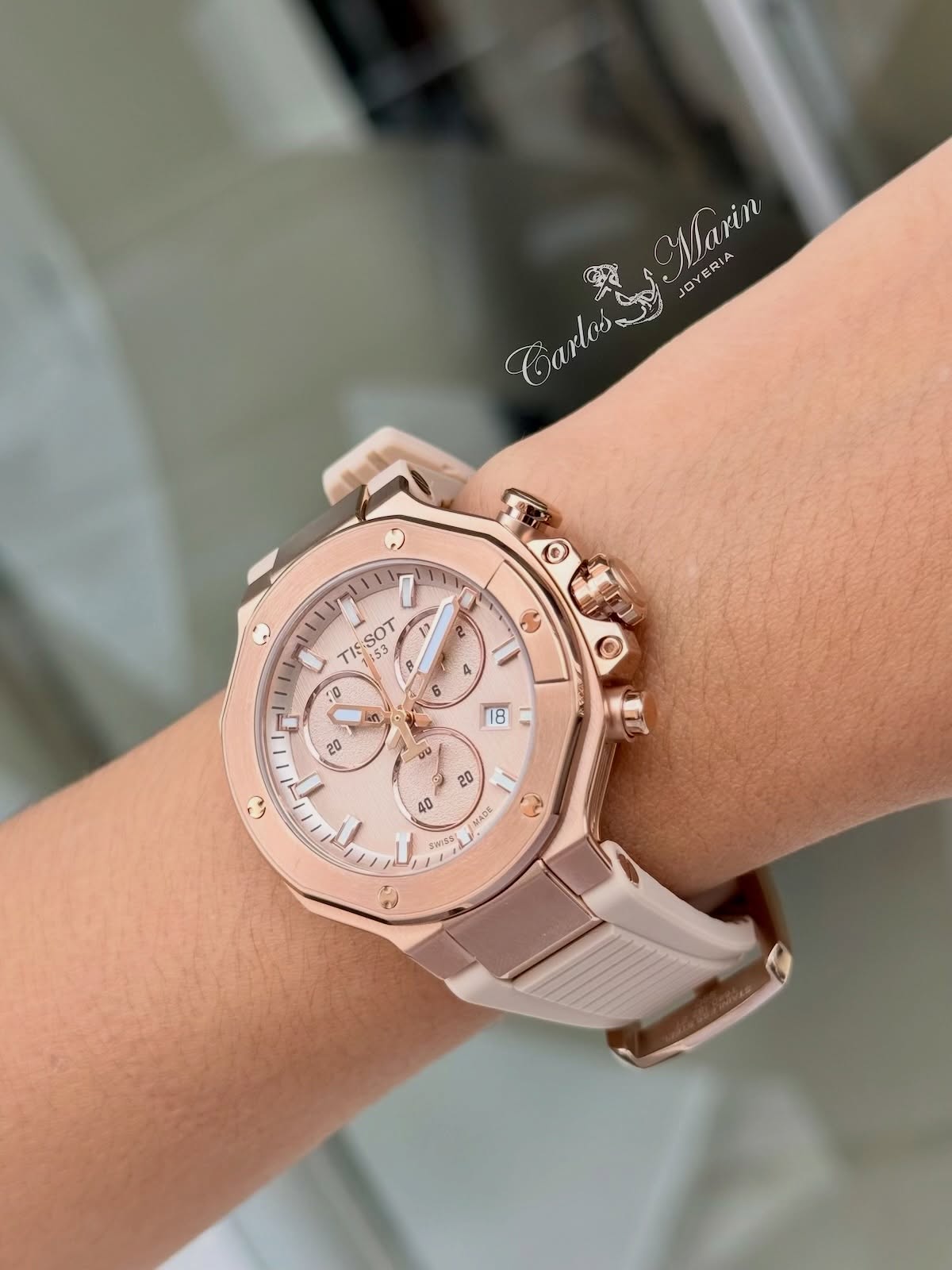 Reloj Tissot Mujer T-Race Oro Rosa con Pulso Nude T141.817.37.501.00