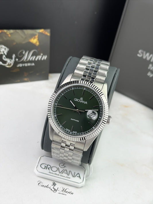 Reloj Grovana Hombre Kensington Royal Verde Plateado 1542.1134