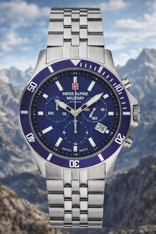Reloj Swiss Alpine Military para Hombre Challenger Chrono Azul 7022.9135SAM