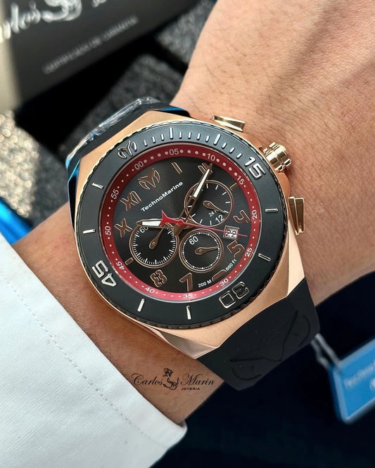 Reloj deportivo para hombre TechnoMarine Manta TM 221046 negro rojo